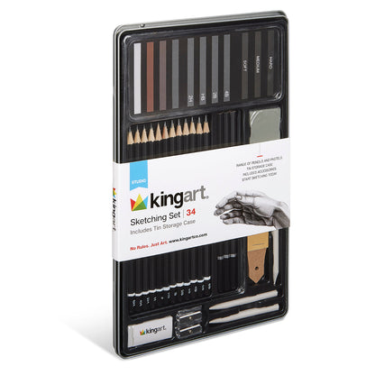 Sketching Set in Tin Case 34 pc