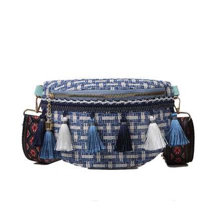 Tassel Woven Shoulder Bag