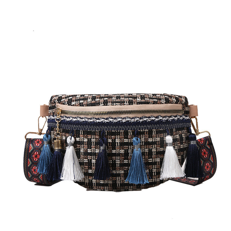 Tassel Woven Shoulder Bag