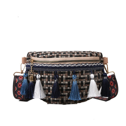 Tassel Woven Shoulder Bag